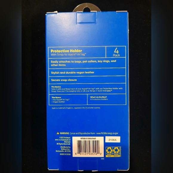 onn Protective Holder with Strap for Apple Air Tag. 4pk. - Picture 2 of 2